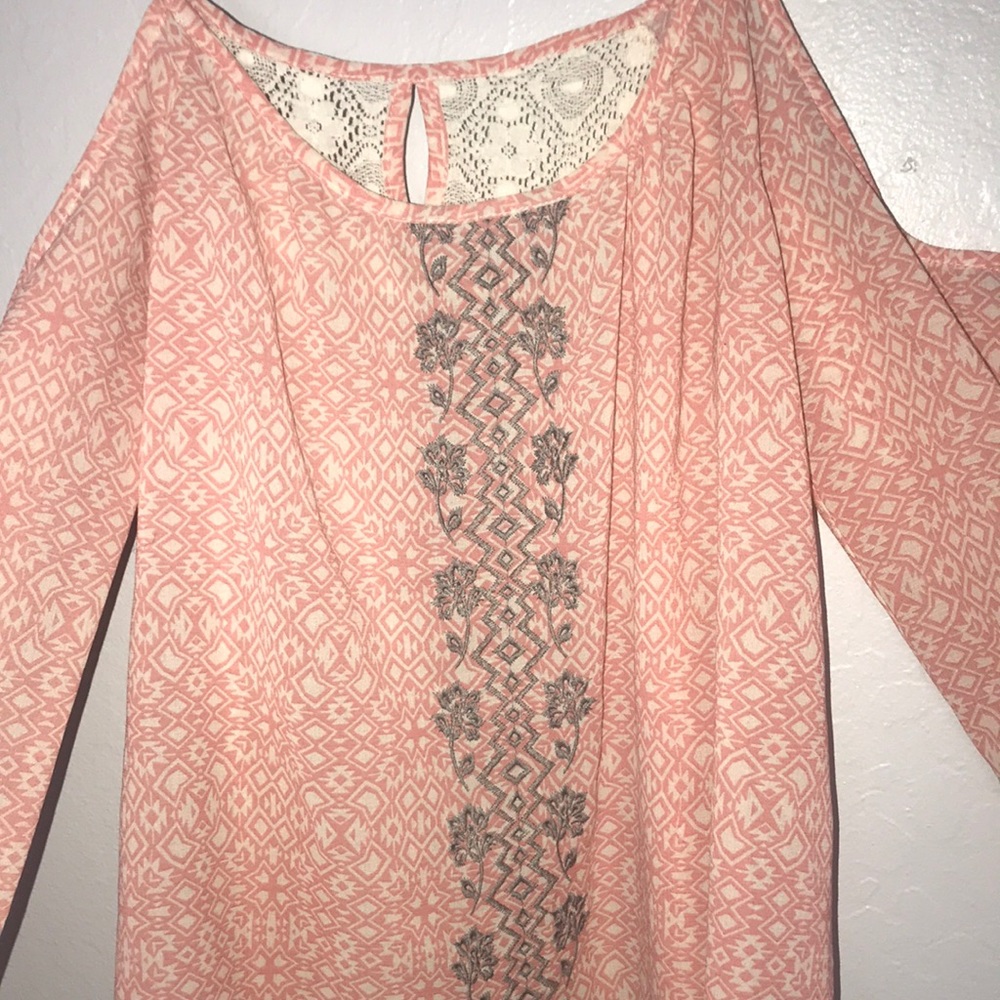 Pink and white blouse